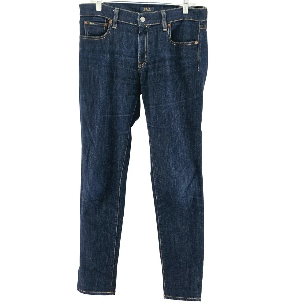 Polo Ralph Lauren Skinny Jeans Mens 33x31 Dark Indigo Quiet Luxury Casual Preppy
